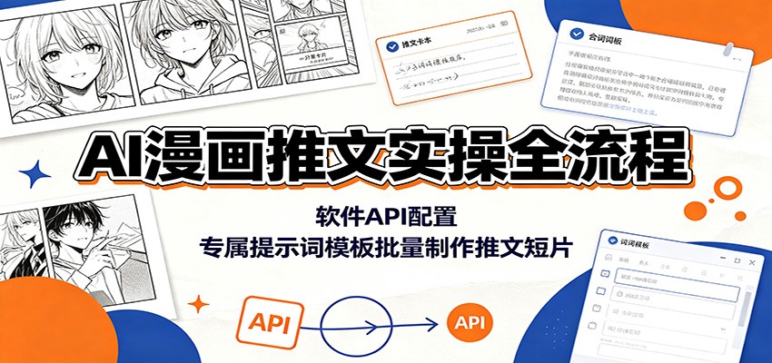 AI漫画推文实操全流程：软件API配置，专属提示词模板批量制作推文短片-伊亚库