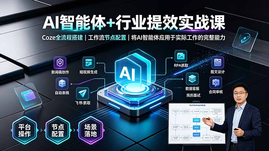 AI智能体+行业提效实战课·Coze全流程搭建｜工作流节点配置｜将AI智能体应用于实际工作的完整能力-伊亚库