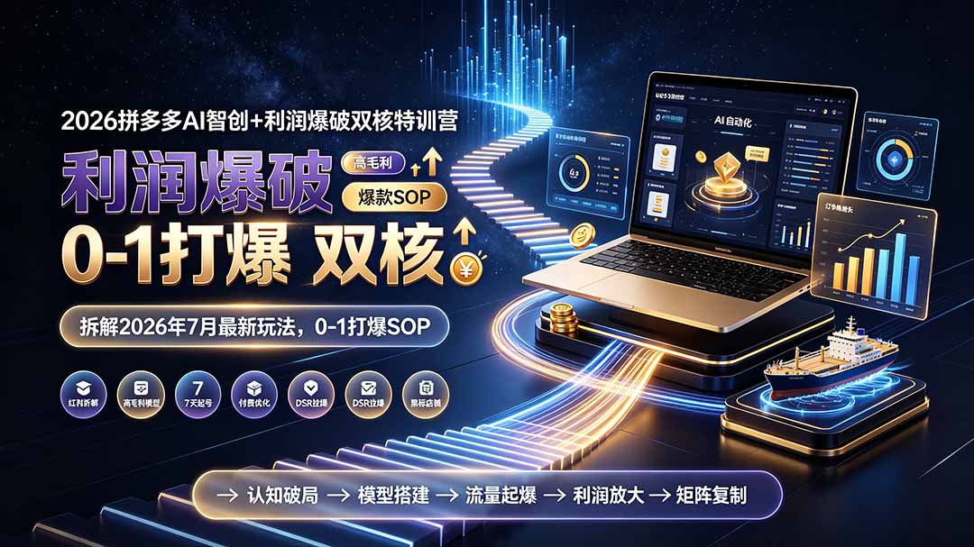 2026拼多多AI智创+利润爆破双核特训营-拆解2026年7月最新玩法，0-1打爆SOP-伊亚库