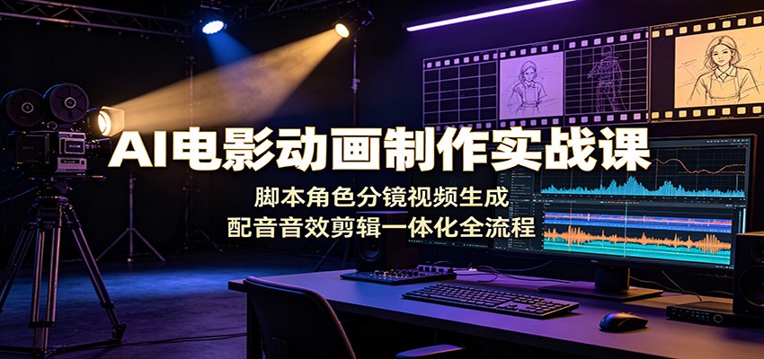 AI电影动画制作实战课：脚本角色分镜视频生成，配音音效剪辑一体化全流程-伊亚库