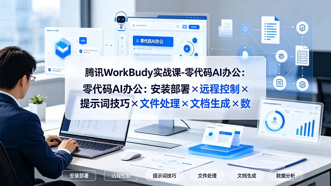 腾讯WorkBuddy实战课-零代码AI办公：安装部署×远程控制×提示词技巧×文件处理×文档生成×数据分析-伊亚库