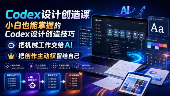 Codex设计创造课,小白也能掌握的Codex设计创造技巧,把机械工作交给AI,把创作主动权留给自己