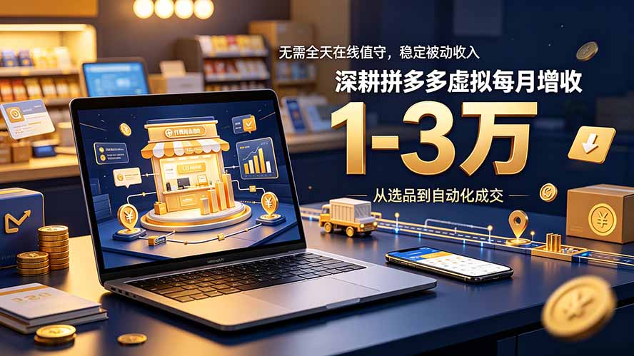 无需全天在线值守，稳定被动收入，深耕拼多多虚拟每月增收 1-3 万-伊亚库