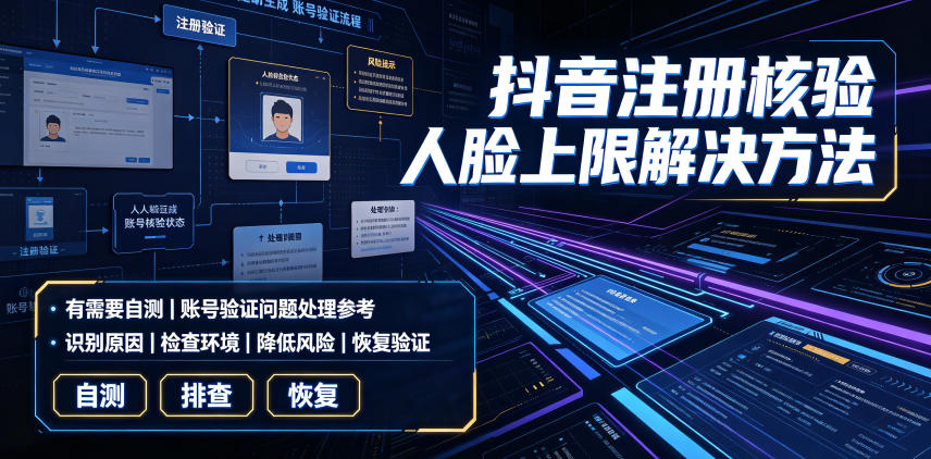 抖音注册核验人脸上限解决方法,有需要自测