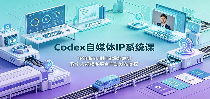 Codex自媒体IP系统课：IP诊断Skill打造爆款复刻，数字人视频多平台自动发布实操-伊亚库
