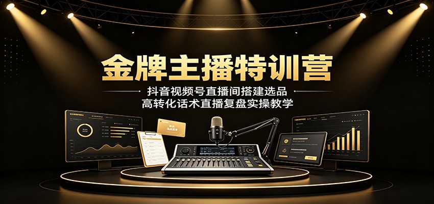 金牌主播特训营：抖音视频号直播间搭建选品，高转化话术直播复盘实操教学-伊亚库