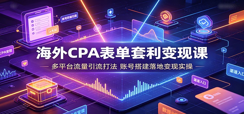 海外CPA表单套利变现课：多平台流量引流打法，账号搭建落地变现实操-伊亚库