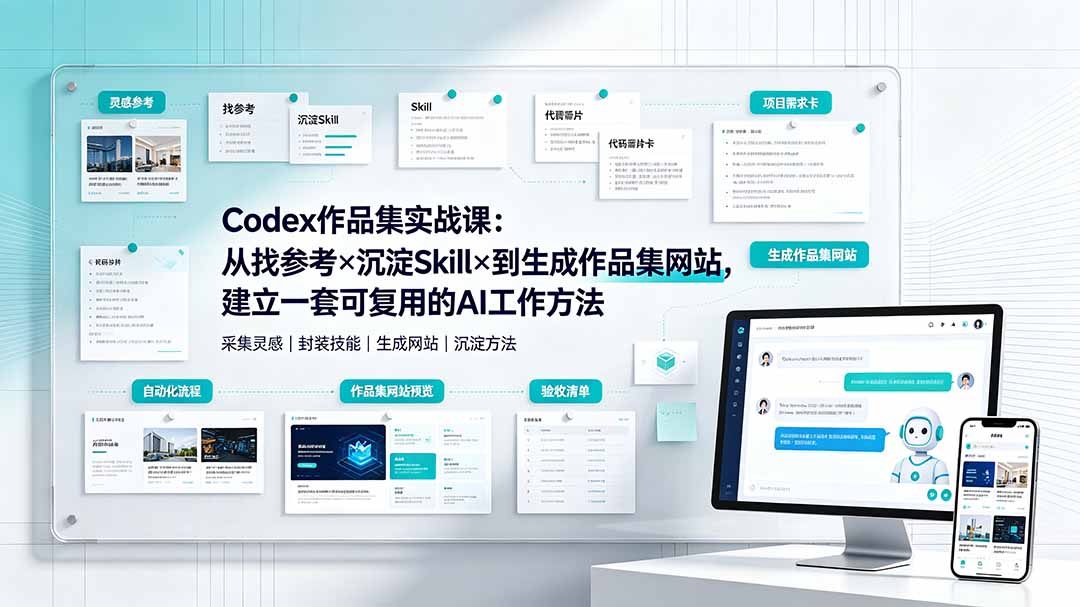 Codex作品集实战课：从找参考×沉淀Skill×到生成作品集网站，建立一套可复用的AI工作方法-伊亚库