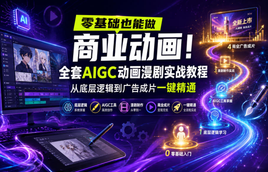 零基础也能做商业动画！全套AIGC动画漫剧实战教程，从底层逻辑到广告成片一键精通(更新0715)-伊亚库