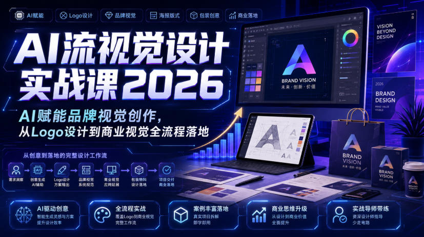 AI流视觉设计实战课2026:AI赋能品牌视觉创作,从Logo设计到商业视觉全流程落地
