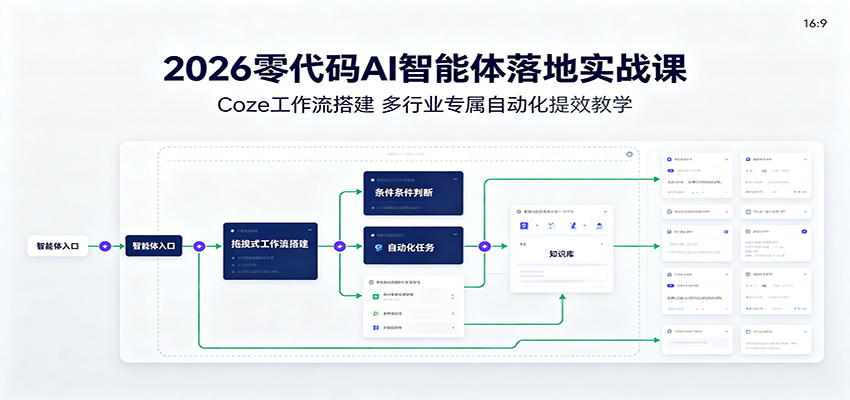 2026零代码AI智能体落地实战课：Coze工作流搭建，多行业专属自动化提效教学-伊亚库