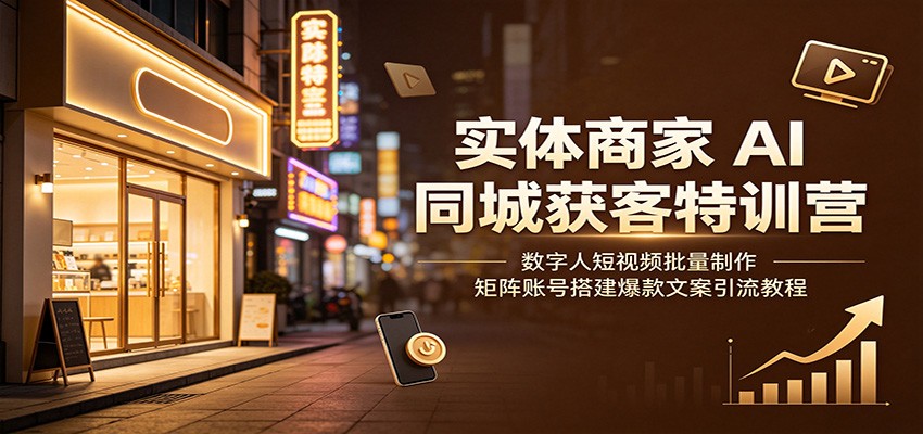 实体商家AI同城获客特训营：数字人短视频批量制作，矩阵账号搭建爆款文案引流教程-伊亚库