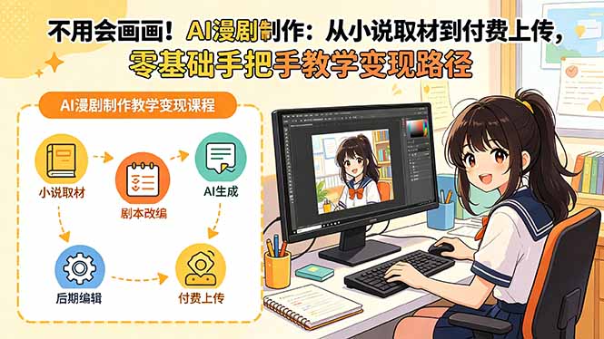 不用会画画！AI漫剧制作：从小说取材到付费上传，零基础手把手教学变现路径(更新-伊亚库