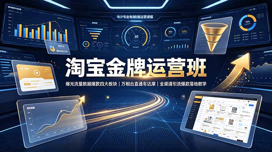 淘宝金牌运营班-7月：曝光流量数据爆款四大板块｜万相台直通车达摩｜全渠道引流爆款落地教学-伊亚库