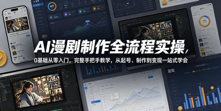 AI漫剧制作全流程实操,0基础从零入门,完整手把手教学,从起号、制作到变现一站式学会(更新)