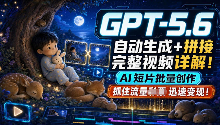 GPT-5.6自动生成＋拼接完整视频详解，AI短片批量创作，抓住流量迅速变现！-伊亚库