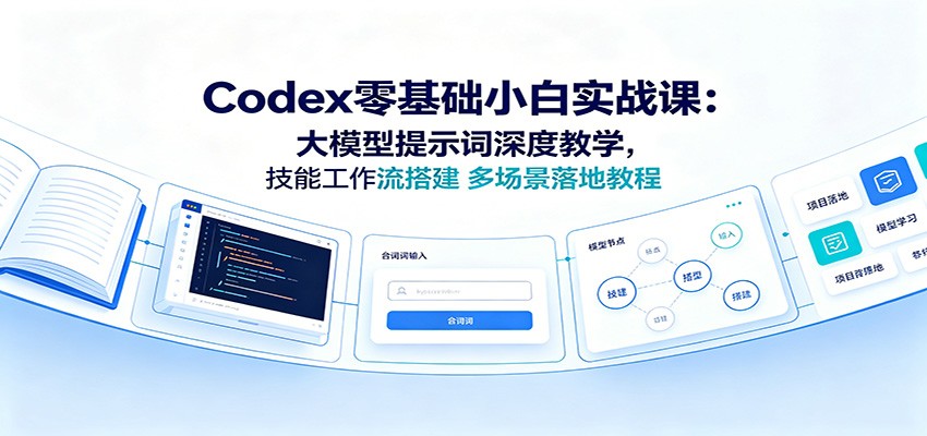 Codex零基础小白实战课：大模型提示词深度教学，技能工作流搭建多场景落地教程-伊亚库