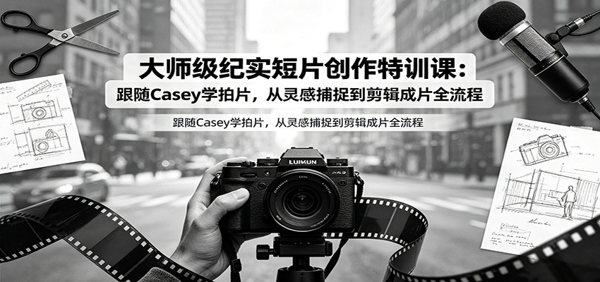 大师级纪实短片创作特训课：跟随Casey学拍片，从灵感捕捉到剪辑成片全流程-伊亚库