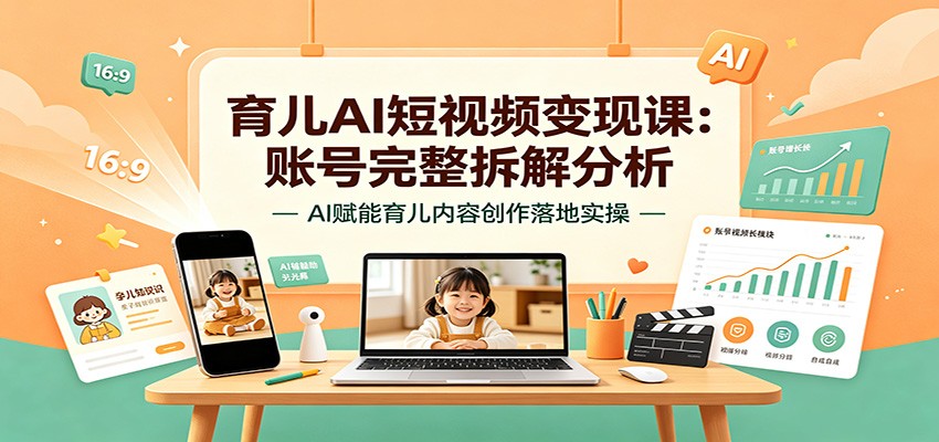 育儿AI短视频变现课：账号完整拆解分析，AI赋能育儿内容创作落地实操-伊亚库