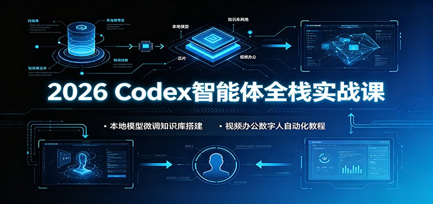 2026 Codex智能体全栈实战课：本地模型微调知识库搭建，视频办公数字人自动化教程-伊亚库