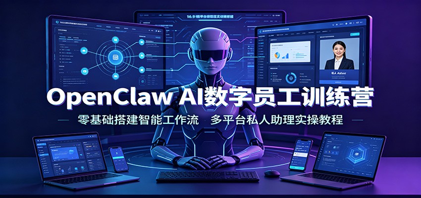 OpenClaw AI数字员工训练营：零基础搭建智能工作流，多平台私人助理实操教程-伊亚库