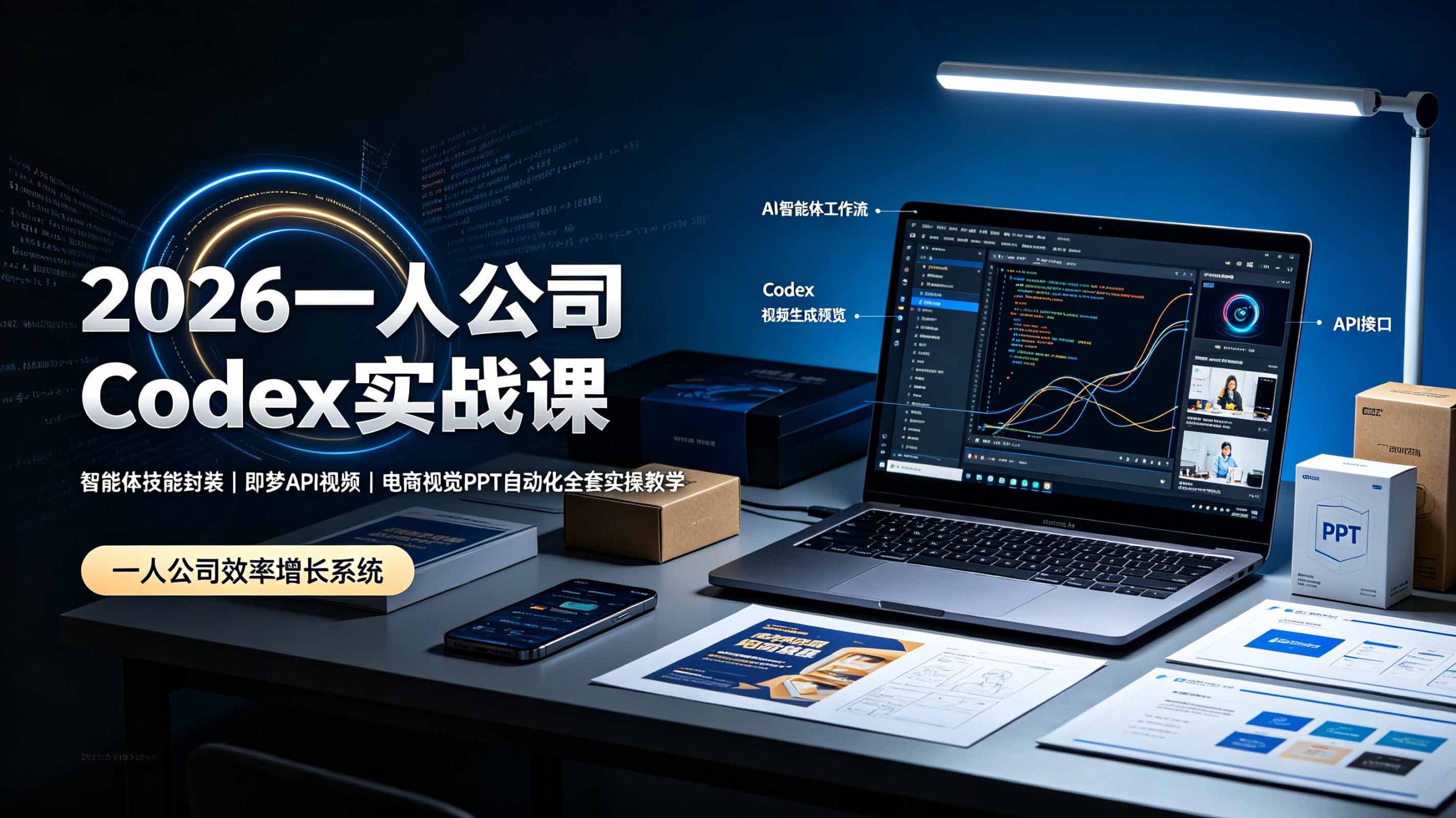 2026一人公司Codex实战课◆智能体技能封装|即梦API视频|电商视觉PPT自动化全套实操教学-伊亚库