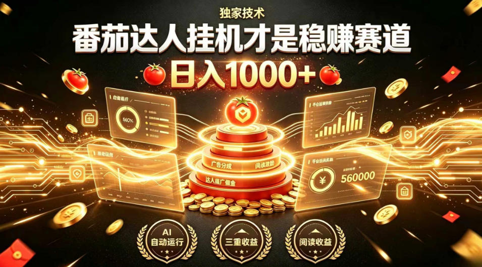 别再瞎找副业！番茄达人挂G才是稳賺赛道，日入1000+，全程傻瓜式操作，可矩阵放大【揭秘】-伊亚库