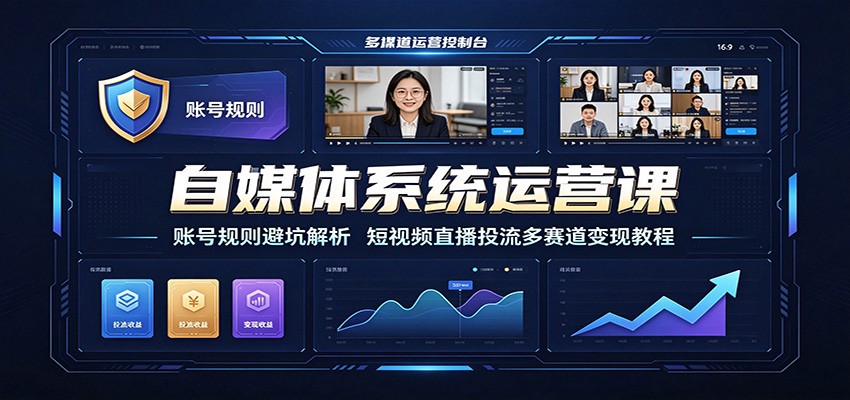 自媒体系统运营课：账号规则避坑解析，短视频直播投流多赛道变现教程-伊亚库