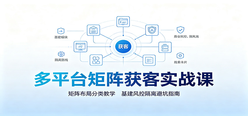 多平台矩阵获客实战课：矩阵布局分类教学，基建风控隔离避坑指南-伊亚库