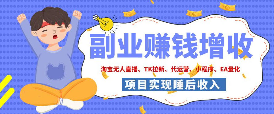 2026年多个真实落地副业项目,手把手带你搭建被动收入管道(淘宝无人直播、海外TK拉新、CSGO饰品交易、去水印小程序等)【揭秘】