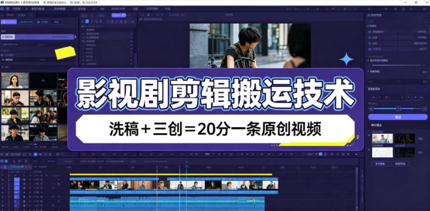 影视剧剪辑搬运技术，洗稿+三创=20分一条原创视频-伊亚库