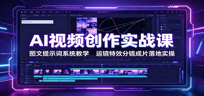 AI视频创作实战课：图文提示词系统教学，运镜特效分镜成片落地实操-伊亚库