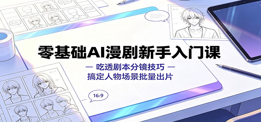 零基础AI漫剧新手入门课：吃透剧本分镜技巧，搞定人物场景批量出片-伊亚库