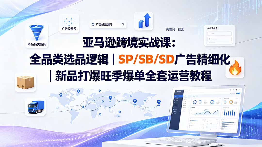 亚马逊跨境实战课-更新：全品类选品逻辑｜SP/SB/SD广告精细化｜新品打爆旺季爆单全套运营教程-伊亚库