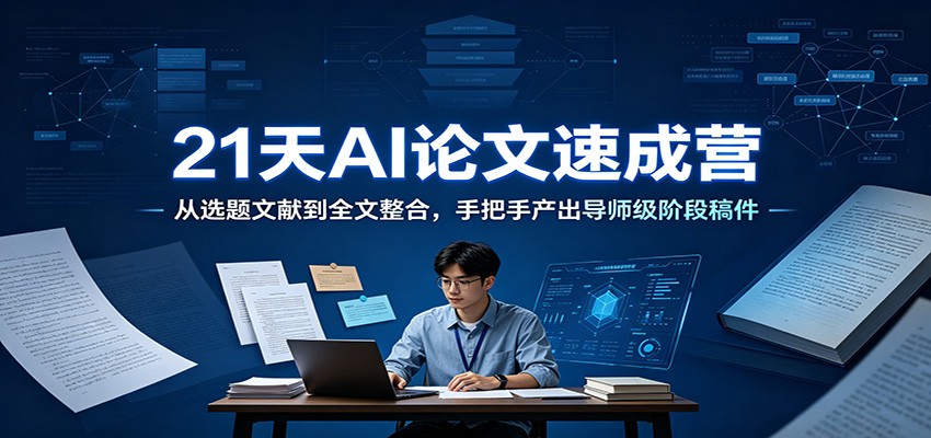 21天AI论文速成营：从选题文献到全文整合，手把手产出导师级阶段稿件-伊亚库