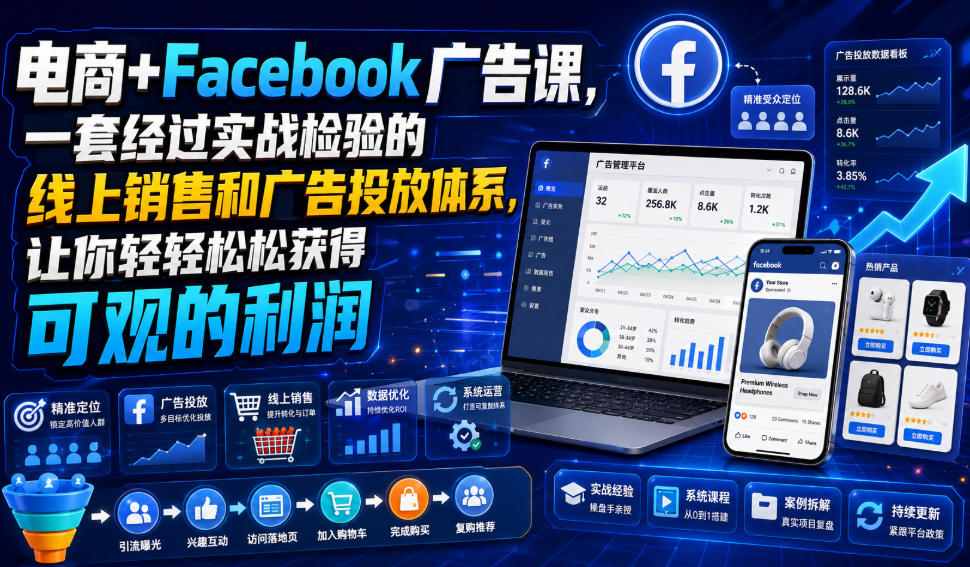 电商+Facebook广告课，一套经过实战检验的线上销售和广告投放体系，让你轻轻松松获得可观的利润【原创双语字幕】-伊亚库