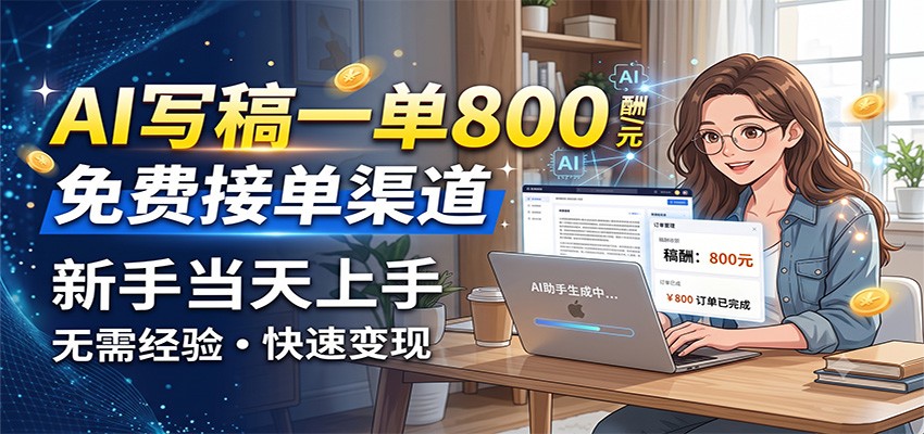 AI写稿一单800，免费接单渠道，一单一结几十到上千，新手当天上手-伊亚库