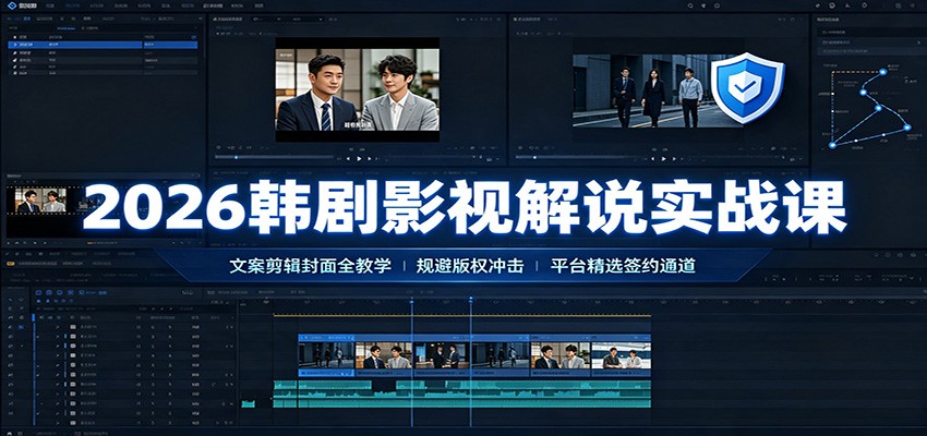 2026韩剧影视解说实战课：文案剪辑封面全教学，规避版权冲击平台精选签约通道-伊亚库