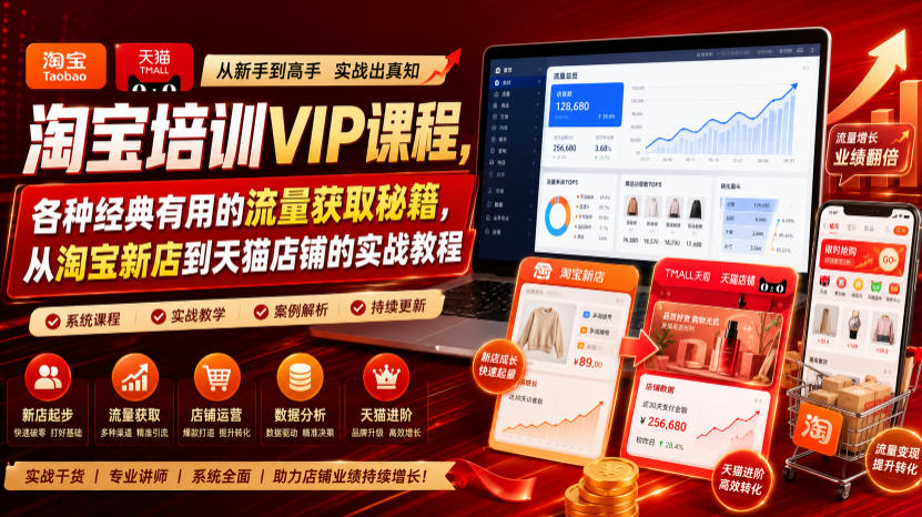 淘宝培训VIP课程，各种经典有用的流量获取秘籍，从淘宝新店到天猫店铺的实战教程(更新7月29日)-伊亚库