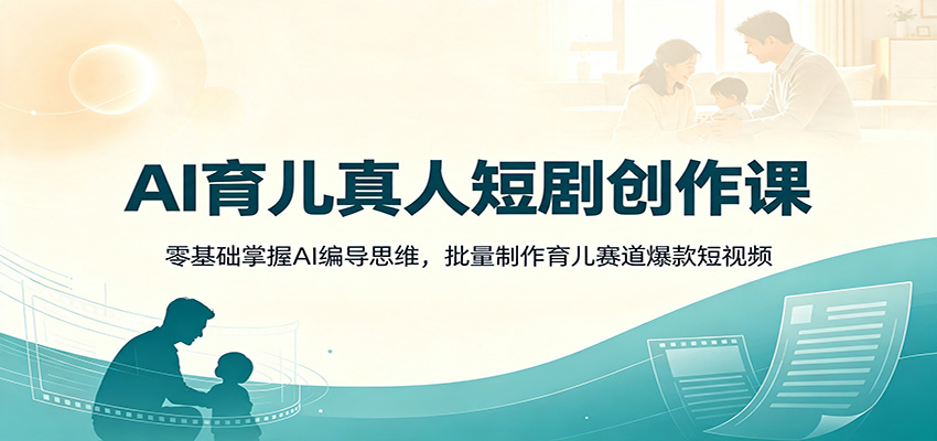 AI育儿真人短剧创作课：零基础掌握AI编导思维，批量制作育儿赛道爆款短视频-伊亚库