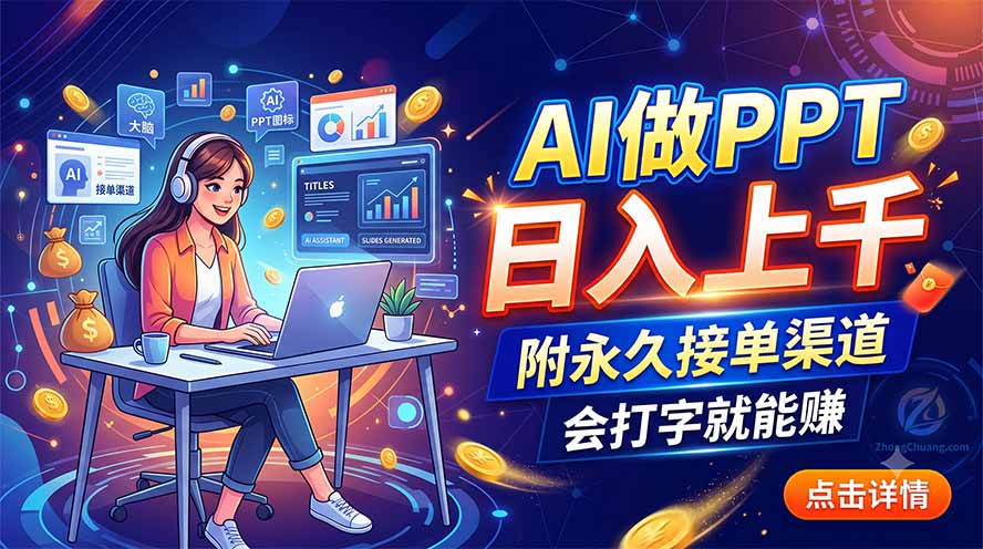 AI做PPT日入上千，附永久接单渠道，会打字就能赚-伊亚库