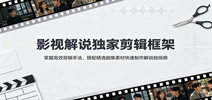 影视解说独家剪辑框架：掌握高效剪辑手法，搭配精选剧集素材快速制作解说短视频-伊亚库