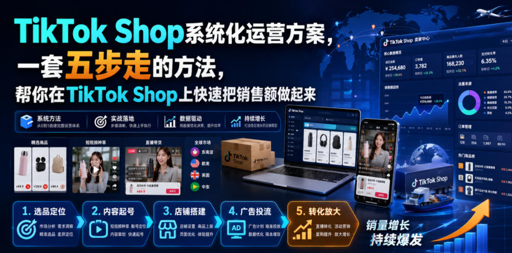 TikTok Shop系统化运营方案，一套五步走的方法，帮你在TikTok Shop上快速把销售额做起来【原创双语字幕】-伊亚库