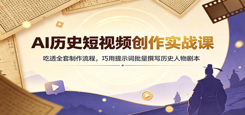 AI历史短视频创作实战课：吃透全套制作流程，巧用提示词批量撰写历史人物剧本-伊亚库
