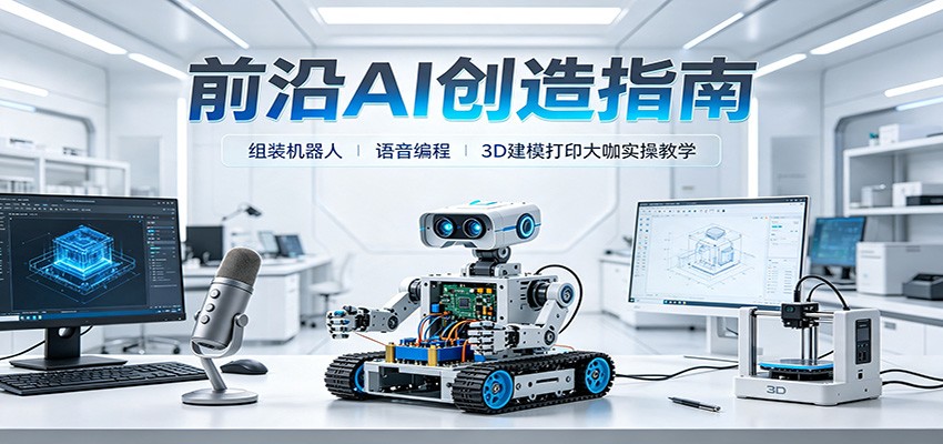前沿AI创造指南：组装机器人、语音编程、3D建模打印大咖实操教学-伊亚库