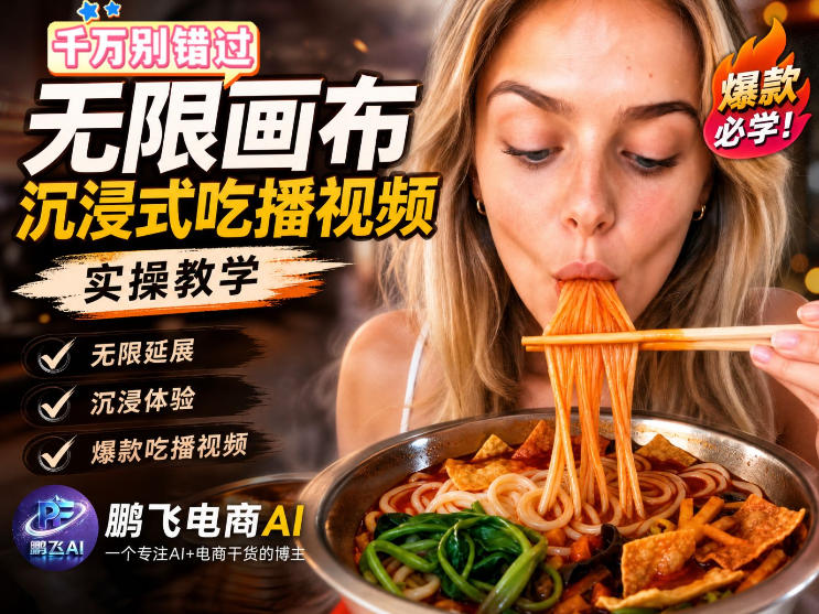 保姆级教程｜用AI无线画布做沉浸式吃播，3步直接出片，无线画布工作流，操作简单好上手-伊亚库