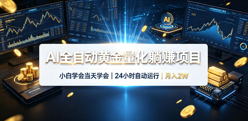 AI全自动黄金量化躺賺项目，24小时自动运行，月入2W！-伊亚库