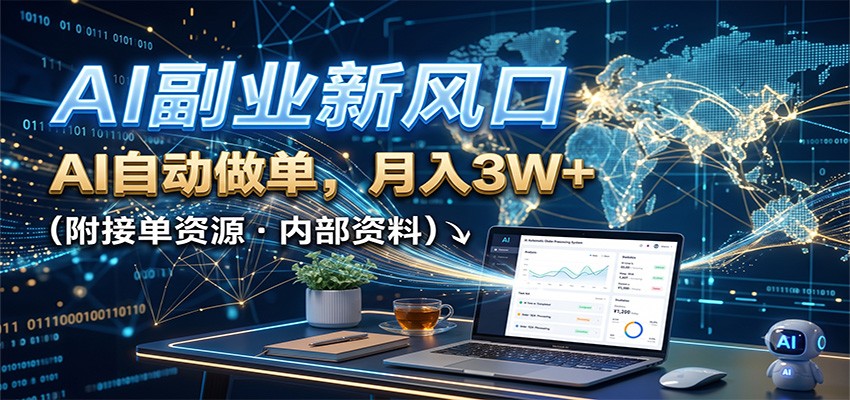 AI副业新风口,AI自动做单,月入3W+,附接单资源-伊亚库