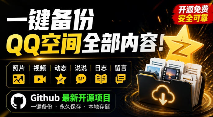 一键将你QQ空间全部内容备份下来！照片/视频/动态信息全存本地，Github最新开源项目QzoneArchive-伊亚库