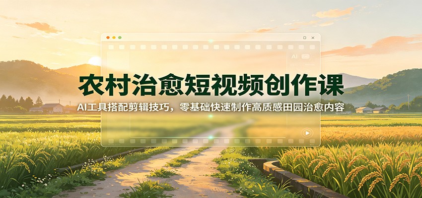 农村治愈短视频创作课：AI工具搭配剪辑技巧，零基础快速制作高质感田园治愈内容-伊亚库